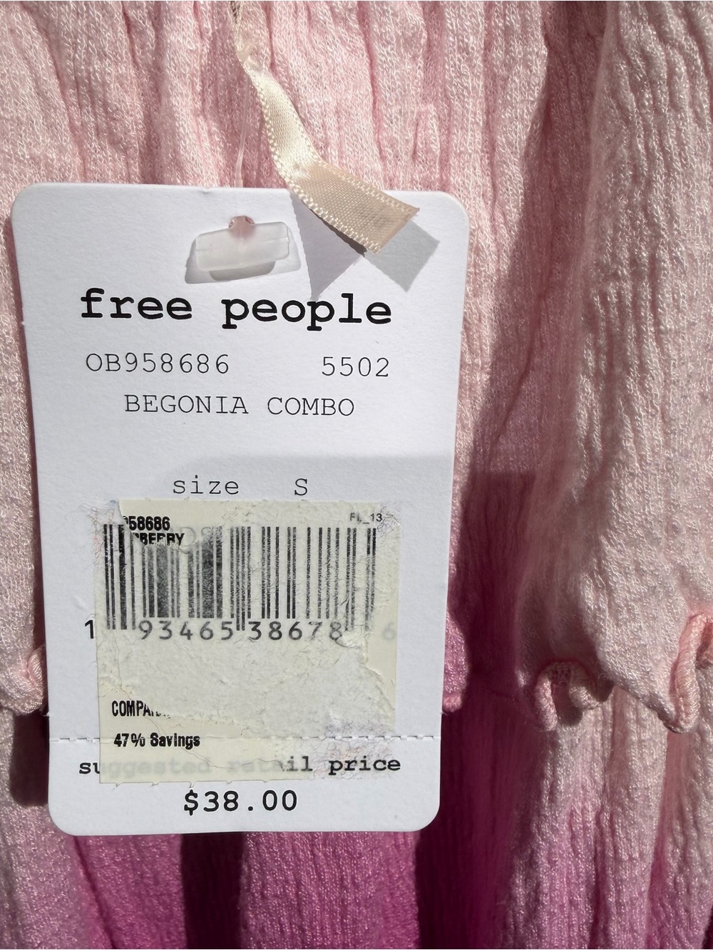 Free People NWT Pink Ombré Tank Top size S - Picture 4 of 5